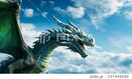 緑色の恐ろしいドラゴン「AI生成画像」 緑色の恐ろしいドラゴン「AI生成画像」 107449088