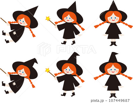 ハロウィンの仮装をした可愛い子供のイラストセット 107449687