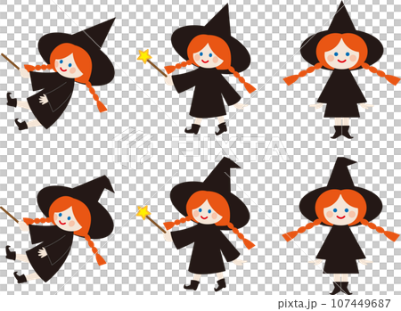 ハロウィンの仮装をした可愛い子供のイラストセット 107449687