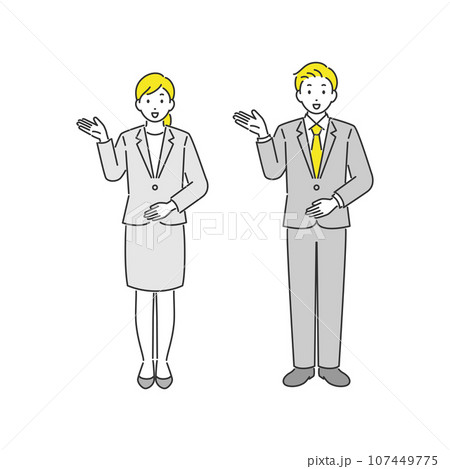 案内をしている男性と女性のビジネスパーソン 107449775