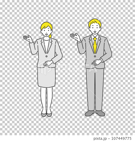 案内をしている男性と女性のビジネスパーソン 107449775