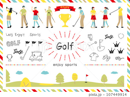 ゴルフを楽しむ人達 107449914