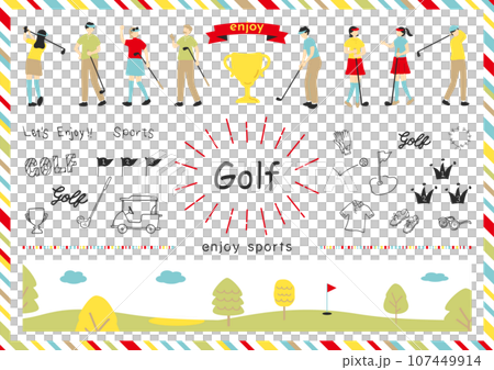 ゴルフを楽しむ人達 107449914