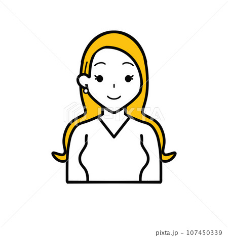 ロングヘアの女性 イラスト ロングヘアの女性 イラスト 107450339