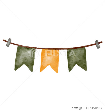 An autumn camping set illustrated in a watercolor style 107450407