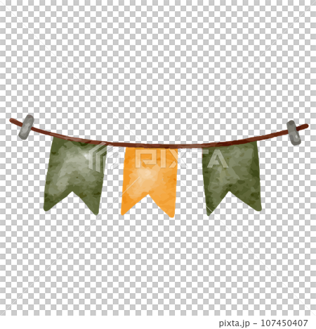 An autumn camping set illustrated in a watercolor style 107450407