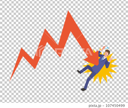 株価の下落が直撃する男性 株価の下落が直撃する男性 107450499