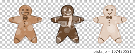 Cute ginger man cookie illustration 3 color set [borderless] 107450551