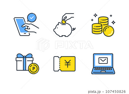 ビジネスのシンプルなベクター線画アイコンイラストセット素材 107450826
