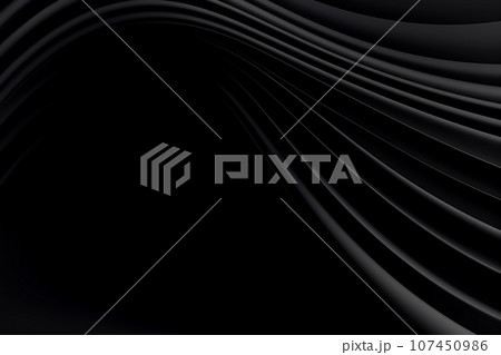 抽象的な黒い背景の立体的ウェーブ背景 抽象的な黒い背景の立体的ウェーブ背景 107450986