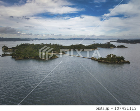 松島　多聞山・偉観から見る絶景　宮城県七ヶ浜町（ドローンによる空撮） 107451115