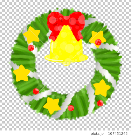 かわいいクリスマスリースのイラスト素材【フチなし】 かわいいクリスマスリースのイラスト素材【フチなし】 107451243