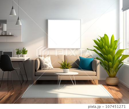 mock up poster frame in interior room mock up poster frame in interior room 107451271