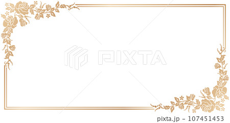 vector illustration of rose flower corner frames with golden colors isolated white backgrounds for certificate of completion template, Presentations, User interface ads, Layouts, collages, scene desks 107451453