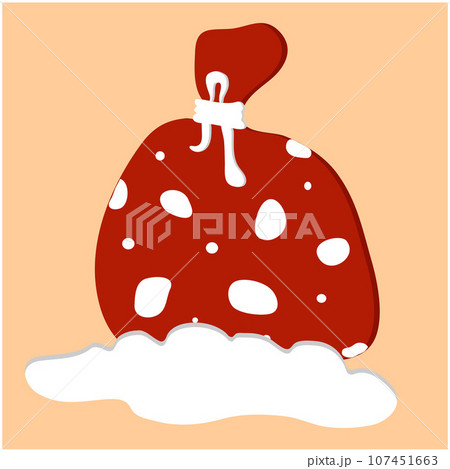 Santa Claus bag isolated on orange background. Vector illustration. Christmas decorations 107451663