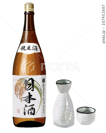 純米酒（一升瓶茶色）稲穂絵付き） 107451697