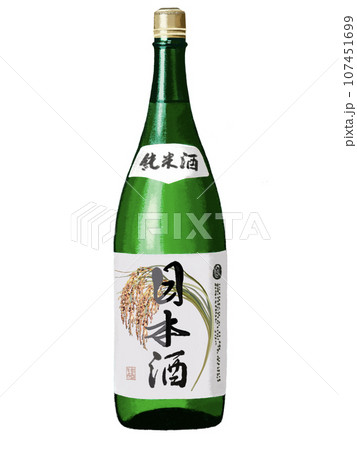 純米酒（一升瓶深緑）稲穂絵付き 107451699