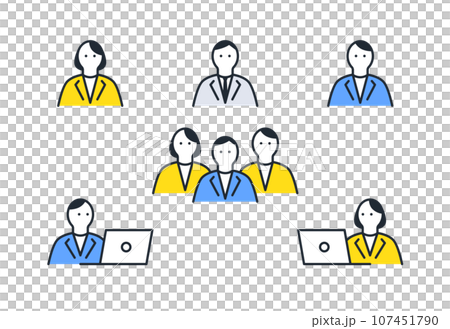 会社員のシンプルなベクター線画アイコンイラストセット素材 107451790