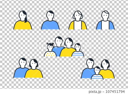 Family simple vector line drawing icon illustration set material 107451794