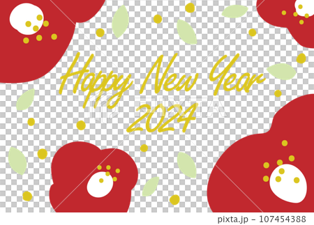 New Year's card template 38 camellia pattern New Year's card template 38 camellia pattern 107454388