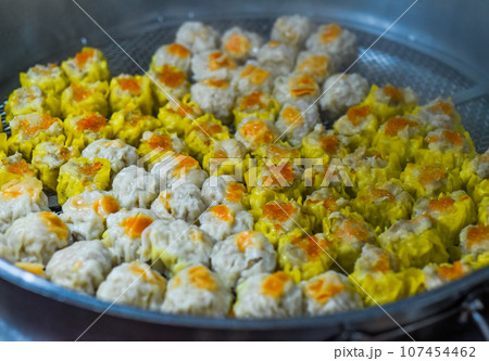 Handmade Dim Sum with different fillings in Jalan Alor street food in Kuala Lumpur 107454462
