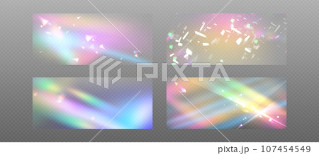 Prism rainbow light with flare effect background 107454549