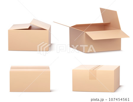 3D set of cardboard boxes isolated on white 3D set of cardboard boxes isolated on white 107454561