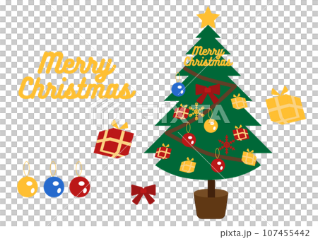 クリスマスツリーとオーナメント 107455442