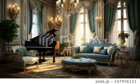 Interior of a cozy room in Empire style Interior of a cozy room in Empire style 107456131