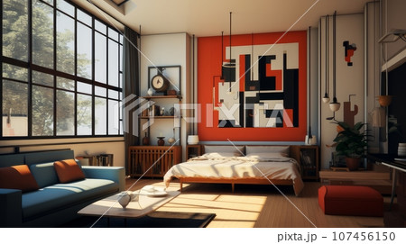 Interior of a cozy room in Bauhaus style 107456150
