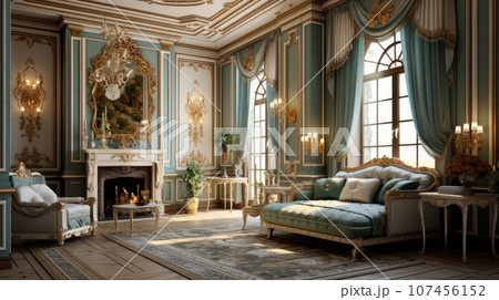 Interior of a cozy room in Empire style 107456152