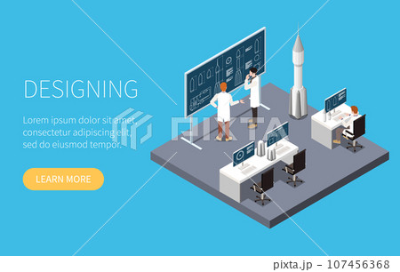 Rocket Building Isometric Concept 107456368