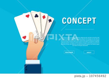 Hand holding playing cards casino concept. vector illustration 107456492