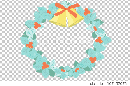wreath with christmas decorations 107457073