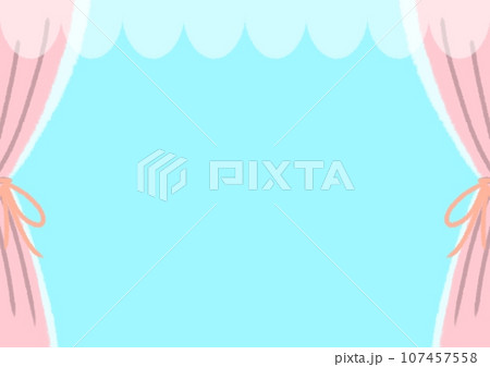 かわいい窓フレームイラスト素材【A4】【横】 107457558