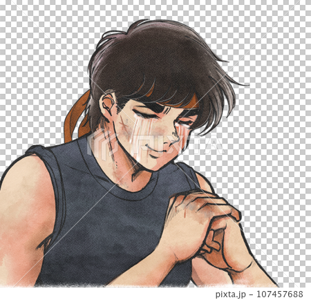 レトロ風・肉体労働、喧嘩、拳を握って泣く筋肉隆々のイケメン レトロ風・肉体労働、喧嘩、拳を握って泣く筋肉隆々のイケメン 107457688