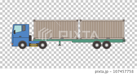 運輸 20 英尺海運貨櫃的卡車/半拖拉機的向量圖 運輸 20 英尺海運貨櫃的卡車/半拖拉機的向量圖 107457758