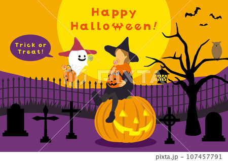 ポップで可愛いハロウィンイメージ / ハロウィンイベント用デザインエレメント 107457791