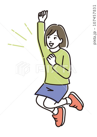 ジャンプをして喜ぶ女の子 ジャンプをして喜ぶ女の子 107457831