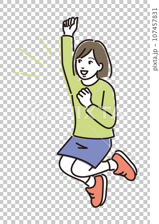 ジャンプをして喜ぶ女の子 ジャンプをして喜ぶ女の子 107457831