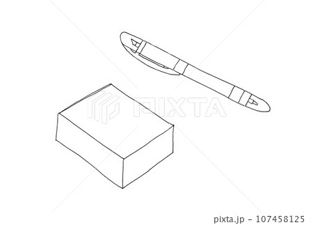 水性ペンで描いた蛍光ペンとメモブロックの線画 107458125