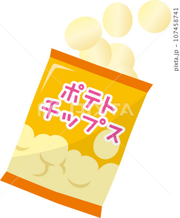 パック入りのシンプルなポテトチップスのイメージイラスト 107458741