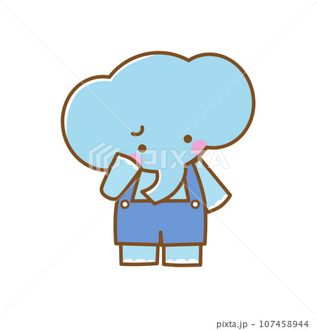 困った表情のゾウのキャラクター 107458944