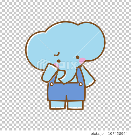 困った表情のゾウのキャラクター 107458944