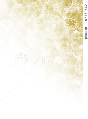 手描き雪柄背景金色 107459662