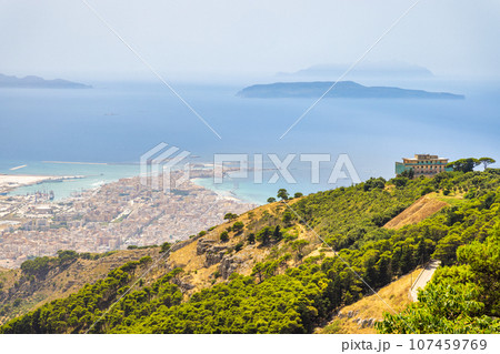 View of Trapani from Erice town in Sicily, Italy. View of Trapani from Erice town in Sicily, Italy. 107459769