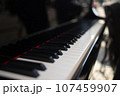 Close-up black grand piano keys 107459907