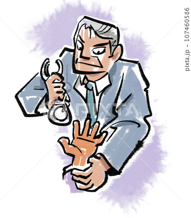 犯人を逮捕する-背景付き 犯人を逮捕する-背景付き 107460586