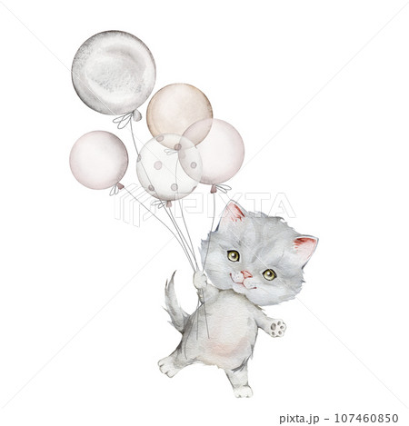 Watercolor Balloons Stickers  イラスト, 誕生日, ふうせん