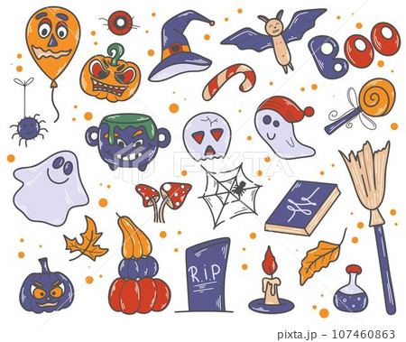 Hand drawn graphic elements of Halloween Hand drawn graphic elements of Halloween 107460863
